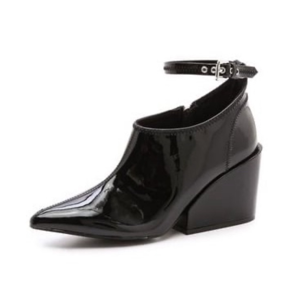 Cheap Monday Cube Black Patent Wedge Boots 9.5 - Picture 16 of 16